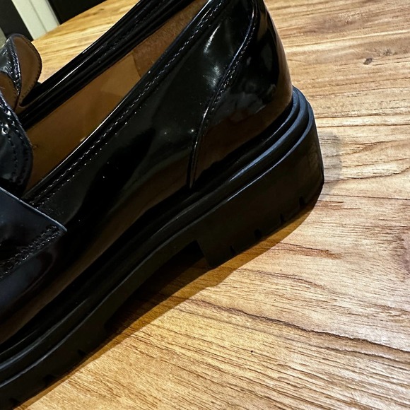 INC Brea Women’s Black Patent Leather Gold Chain Chunky Lug Sole Loafers - Picture 11 of 13